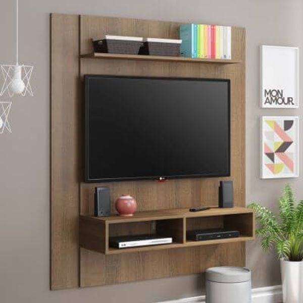 Melhores Painéis para tv Painel para TV até 50 Polegadas Madesa Arizona 1 Prateleira 2 Nichos Rustic - Lebes MOBILE